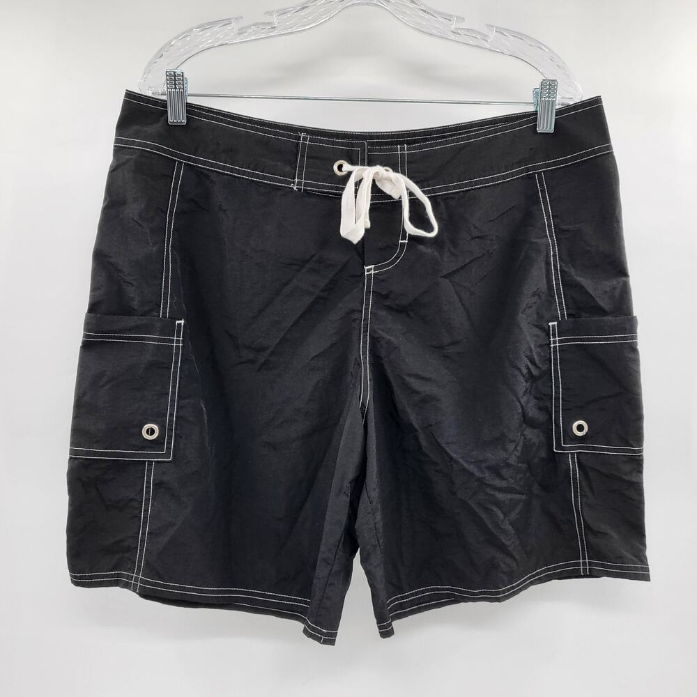 Tommy Bahama Men's Size L Board Shorts Nylon Black White Stitching Drawstring